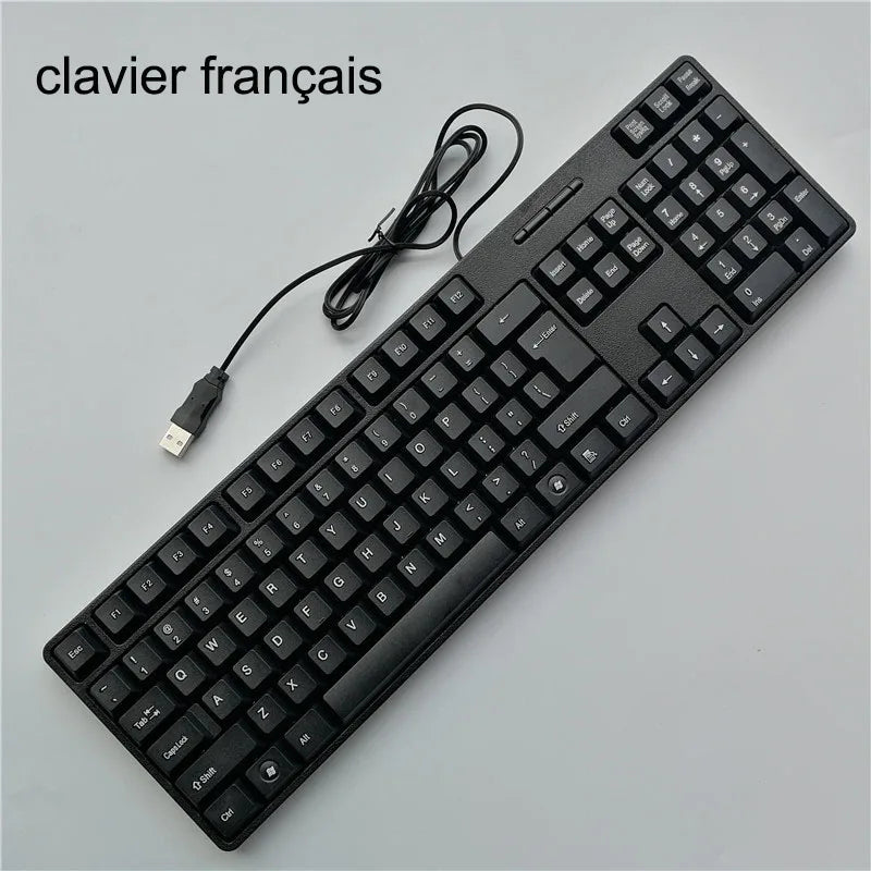 Spanish French Russian Arabic Letter keycaps Keyboard Gaming Keyboard Usb Wired 104 Keys For Computer - French - Desktop