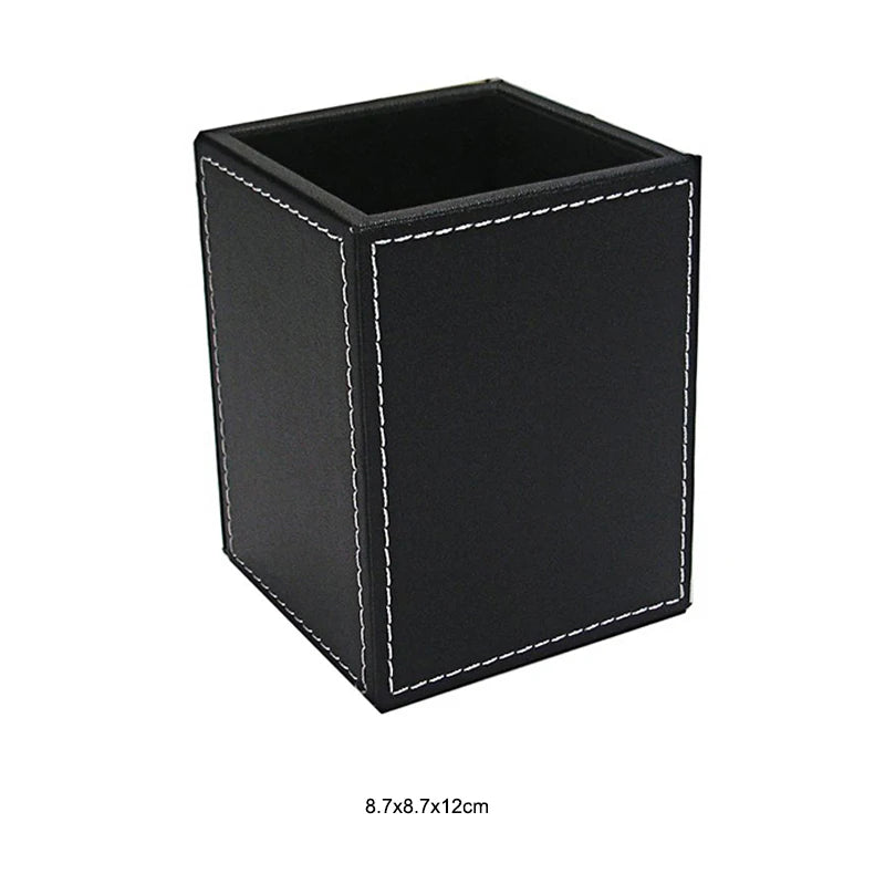 MIRUI PU Leather Desk Stand Skin Care Cosmetic Organizer Pen Holder Desktop Accessories Storage Grids Container Gifts