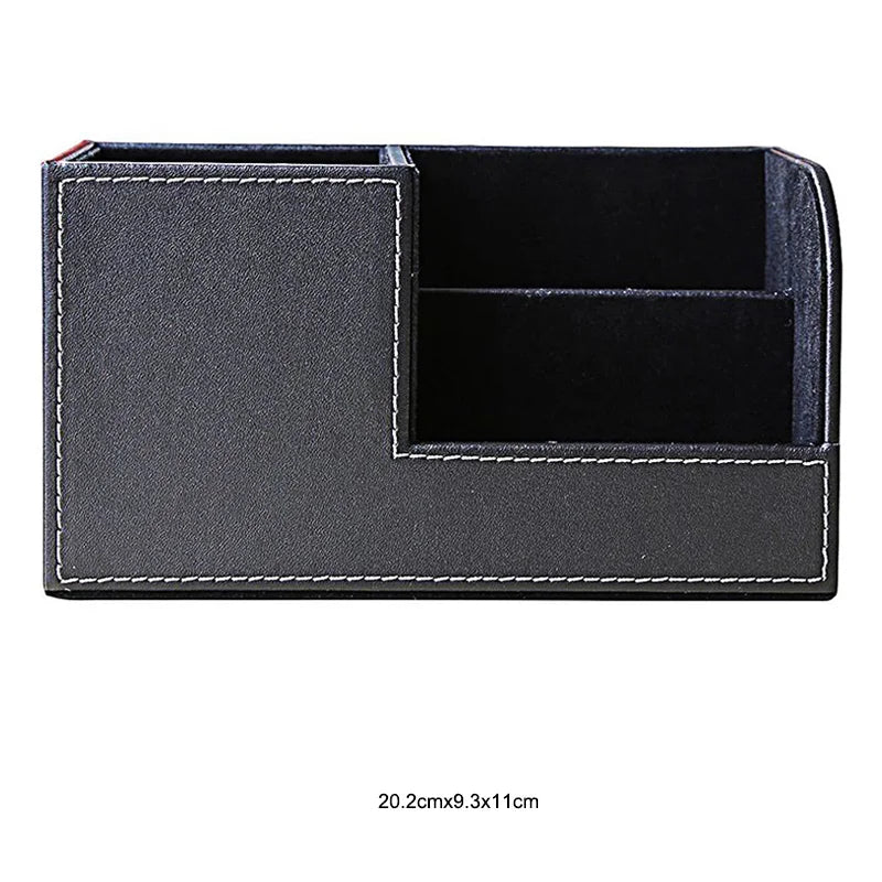 MIRUI PU Leather Desk Stand Skin Care Cosmetic Organizer Pen Holder Desktop Accessories Storage Grids Container Gifts