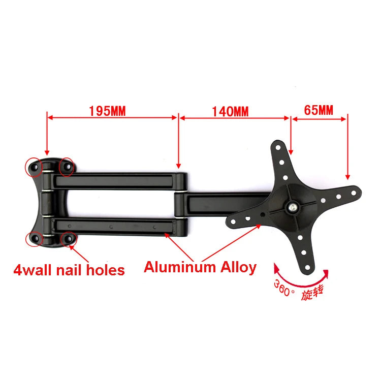 CY05 Aluminum Alloy 360 Degree Full Rotation Retractable 14-27 inch Monitor Holder Arm LCD LED Flat Panel TV Wall Mount