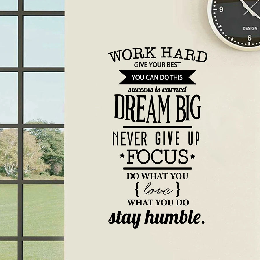 Large Size Office Motivational Quotes Wall Sticker Never Give Up Work Hard Inspirational Quote Wall Decals Office Wall