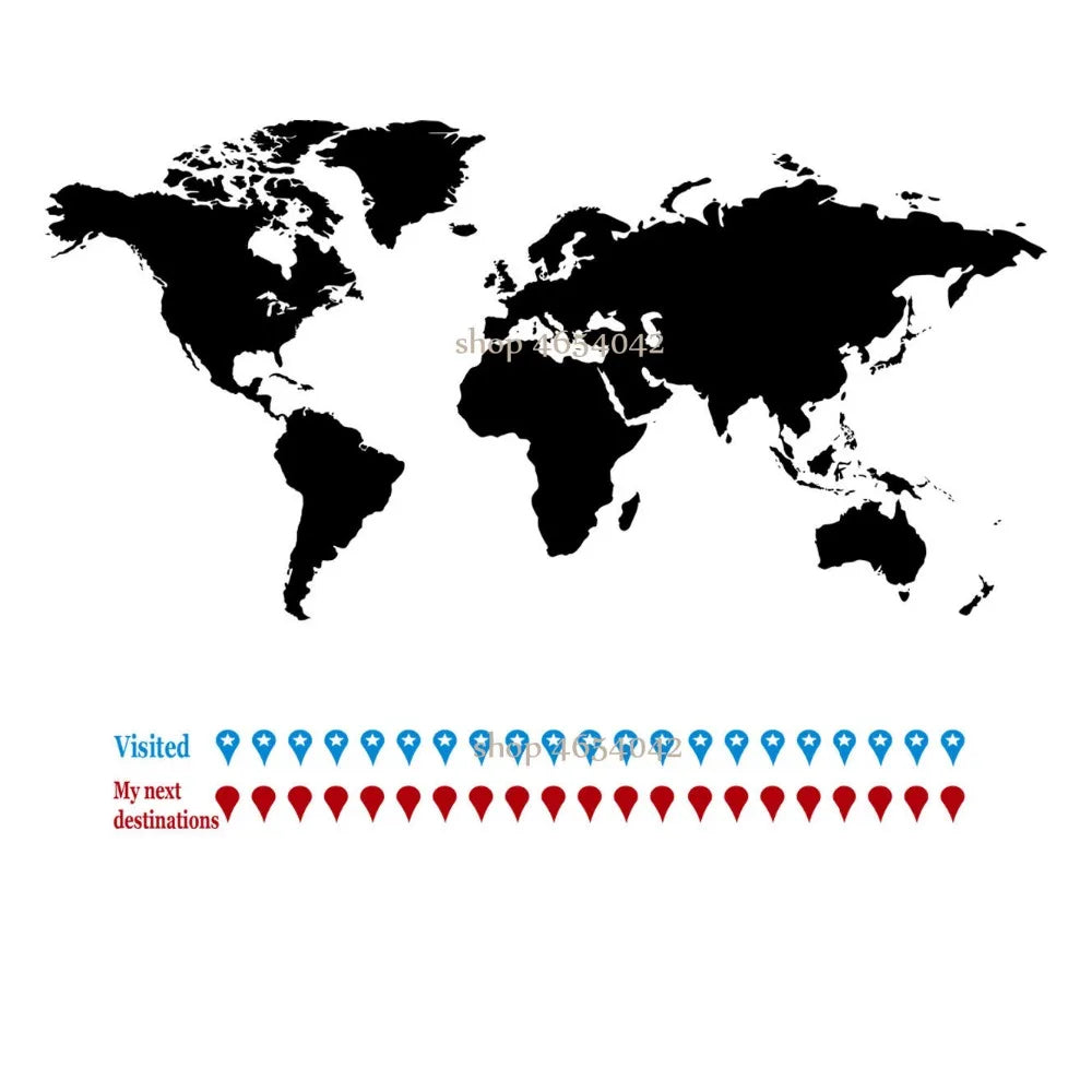 Large World Map Wall Decal Travel wall decals Sticker Home Bedroom Living Room Decor Office Adhesive Vinyl Wall Mural