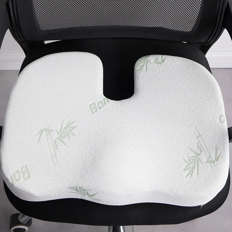 2 In 1 Bamboo Fiber Memory Foam Seat Cushion Back Cushion Slow Rebound Waist Support Set for Home Office Health Care