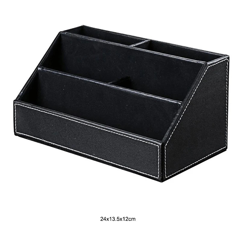 MIRUI PU Leather Desk Stand Skin Care Cosmetic Organizer Pen Holder Desktop Accessories Storage Grids Container Gifts