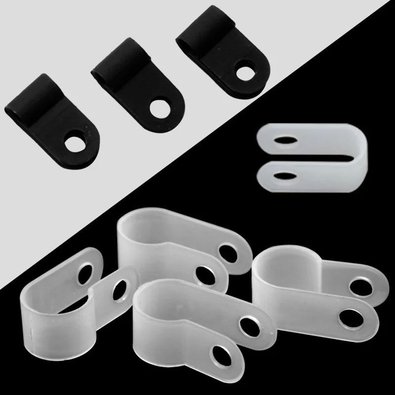 120pcs/bag Nylon R-Type Cable Clip buckle Wire Clamp line Organizer Hose Mounting Fixed Fasteners Hardware Electrical