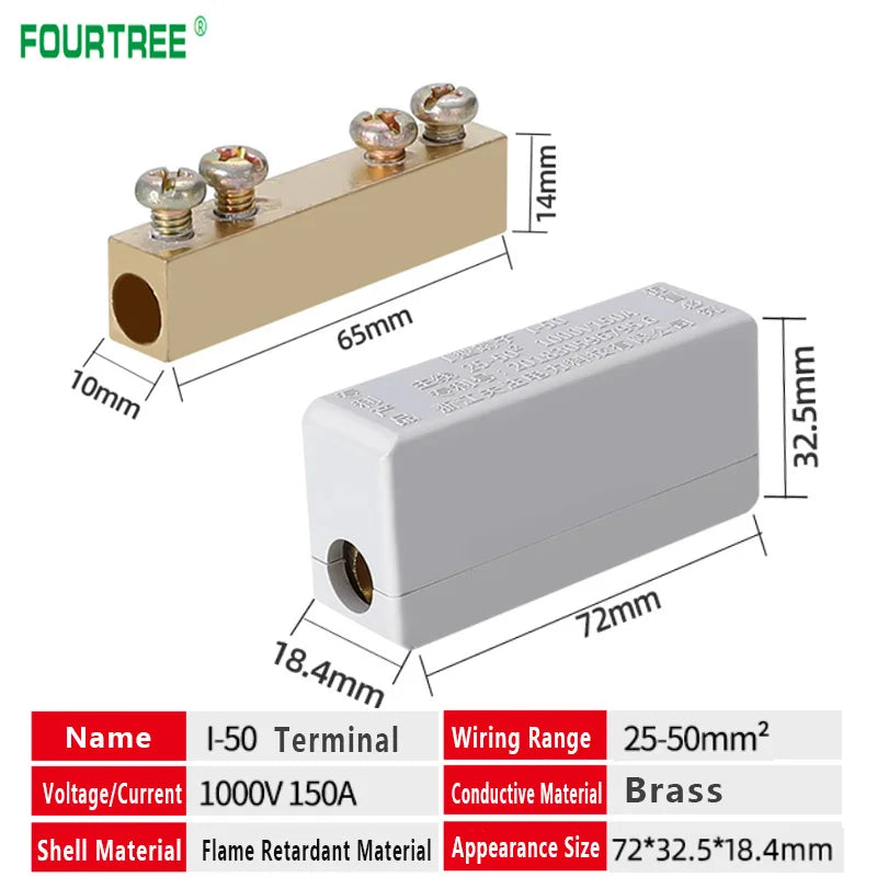Terminal Block High Power I-Type Wire Cable Connector Quick Electrical Wiring Junction Box I-16/25/35/50 2.5-50mm2