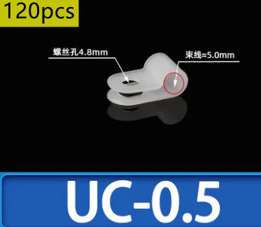 120pcs/bag Nylon R-Type Cable Clip buckle Wire Clamp line Organizer Hose Mounting Fixed Fasteners Hardware Electrical