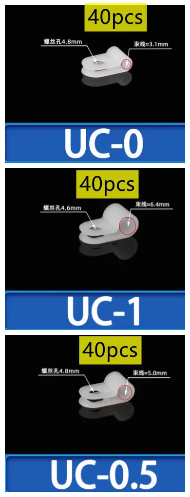 120pcs/bag Nylon R-Type Cable Clip buckle Wire Clamp line Organizer Hose Mounting Fixed Fasteners Hardware Electrical