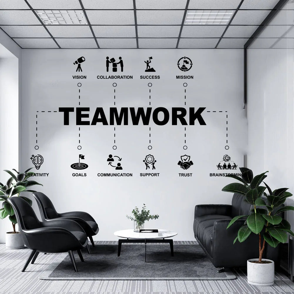 Large Teamwork Values Office Team Spirit Wall Decal Office Motivational Inspiring Corperation Quote Company Wall