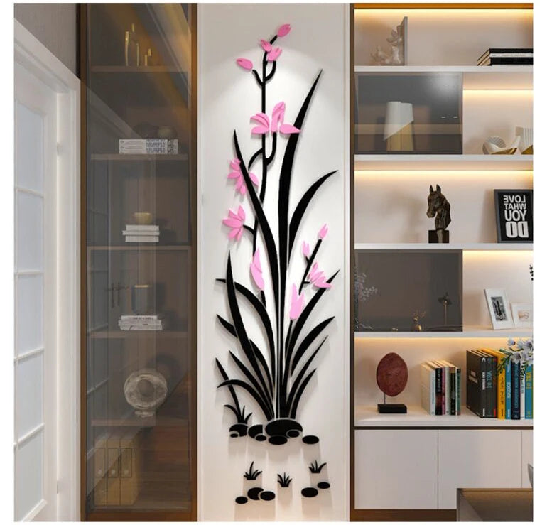 New arrival Narcissus Flower Acrylic wall stickers For Living room Chinese style Office wall decoration Home art wall