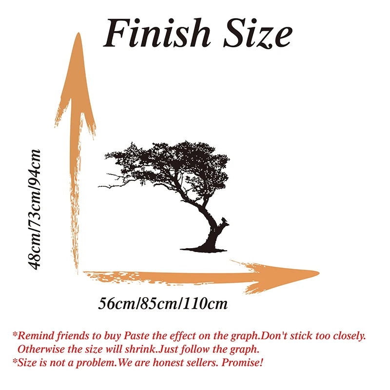 Large Vintage Tree Branch Wall Sticker Retro Trees Leaves Jungle Forest Wall Decal Kids Room Nursery Office Vinyl Home