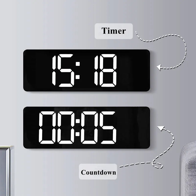 Large Digital Wall Clock Temp Date Week Display Remote Control Power Off Memory Table Clock Wall-mounted Dual Alarms
