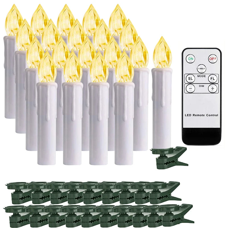 10/20/30/40PCS Candle Light Timer Remote Home Decor Artificial Flameless Led Candle Lamps Waterproof Christmas Candles