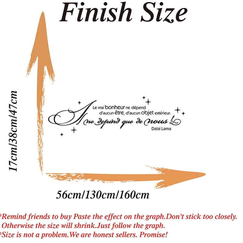 French True Happiness Does Not Depend On Anyting Wall Sticker Living Room Office Inspirational Motivational Quote Wall