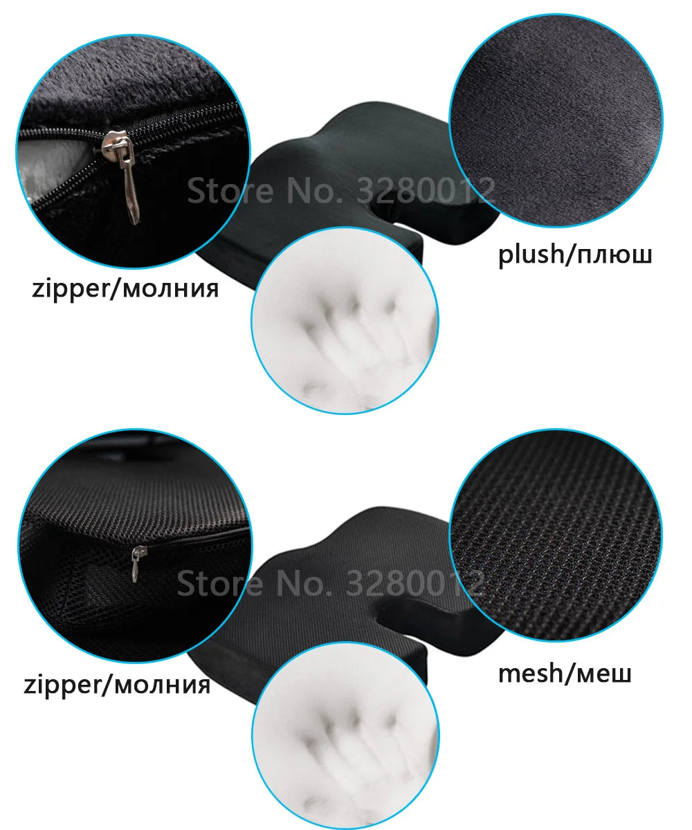 2 In 1 Bamboo Fiber Memory Foam Seat Cushion Back Cushion Slow Rebound Waist Support Set for Home Office Health Care