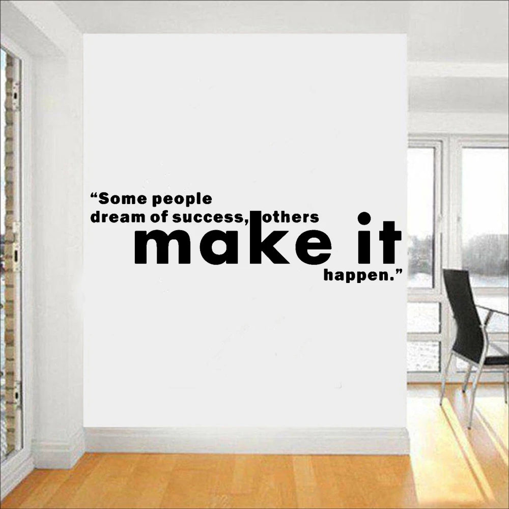 Inspirational Sentences Wall Stickers For Office Make It Happen Classroom Company Culture Decoration Vinyl Gym Wall