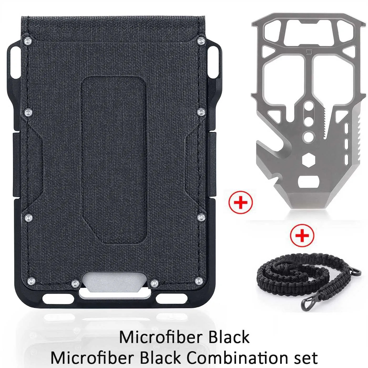 VM FASHION KISS Minimalist Wallet Set Genuine Leather Metal Rfid Credit Card Holders Antithieft Bifold Money Bag