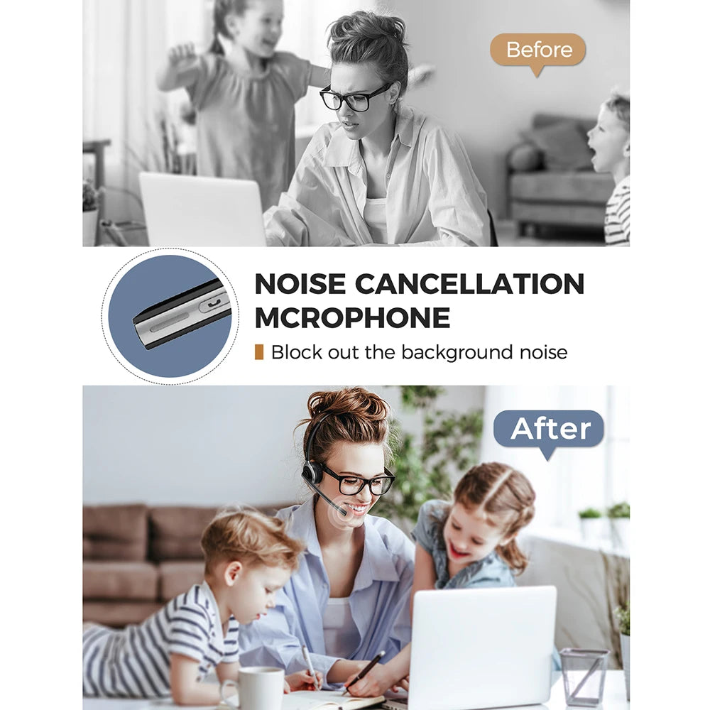 1/2 pack Mpow M5 Bluetooth V5.0 Headset Wireless Truck Driver Headphones Hands-free Call Headset with Mic for Call