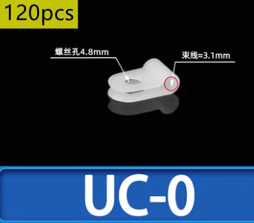 120pcs/bag Nylon R-Type Cable Clip buckle Wire Clamp line Organizer Hose Mounting Fixed Fasteners Hardware Electrical