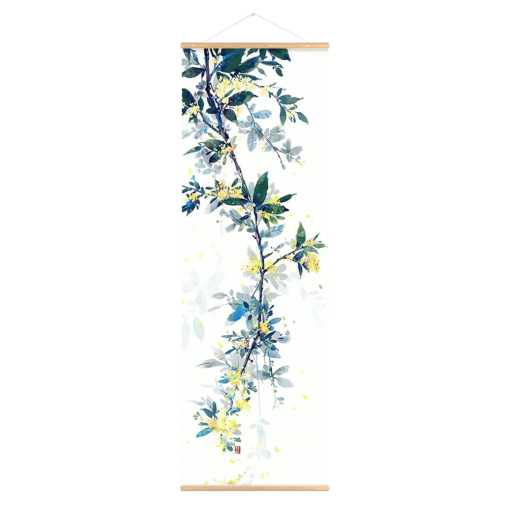 Chinese Plum Blossom Scroll Hanging Canvas Poster Vintage Flower Wall Picture Scroll Painting For Living Room Office