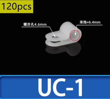 120pcs/bag Nylon R-Type Cable Clip buckle Wire Clamp line Organizer Hose Mounting Fixed Fasteners Hardware Electrical