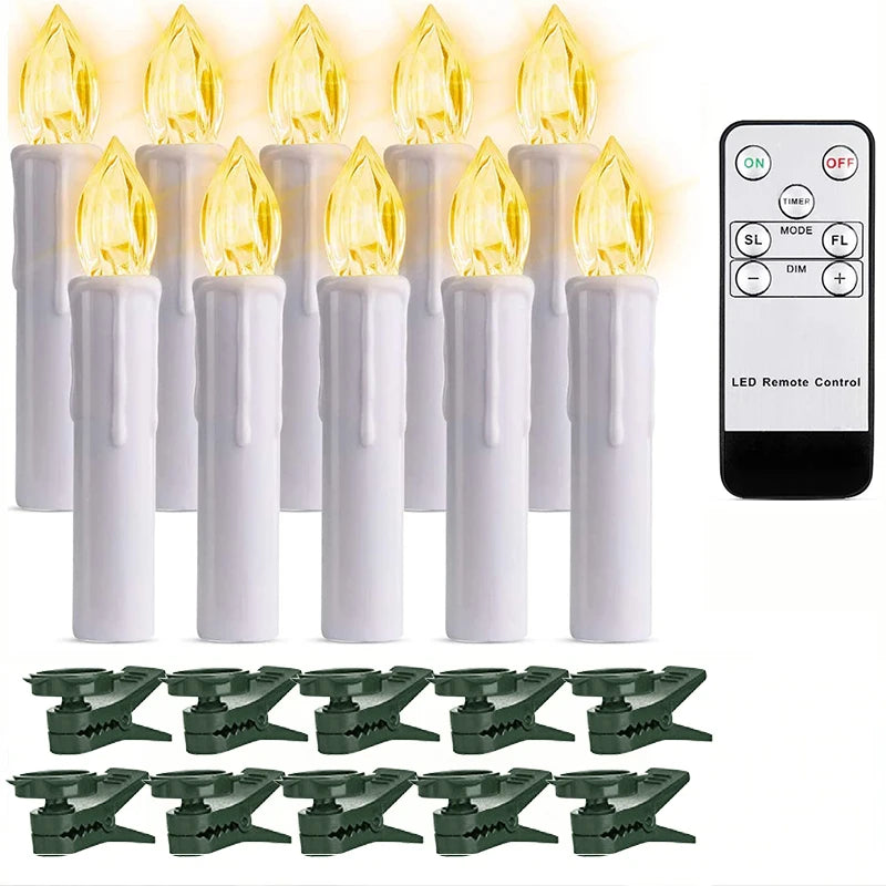 10/20/30/40PCS Candle Light Timer Remote Home Decor Artificial Flameless Led Candle Lamps Waterproof Christmas Candles