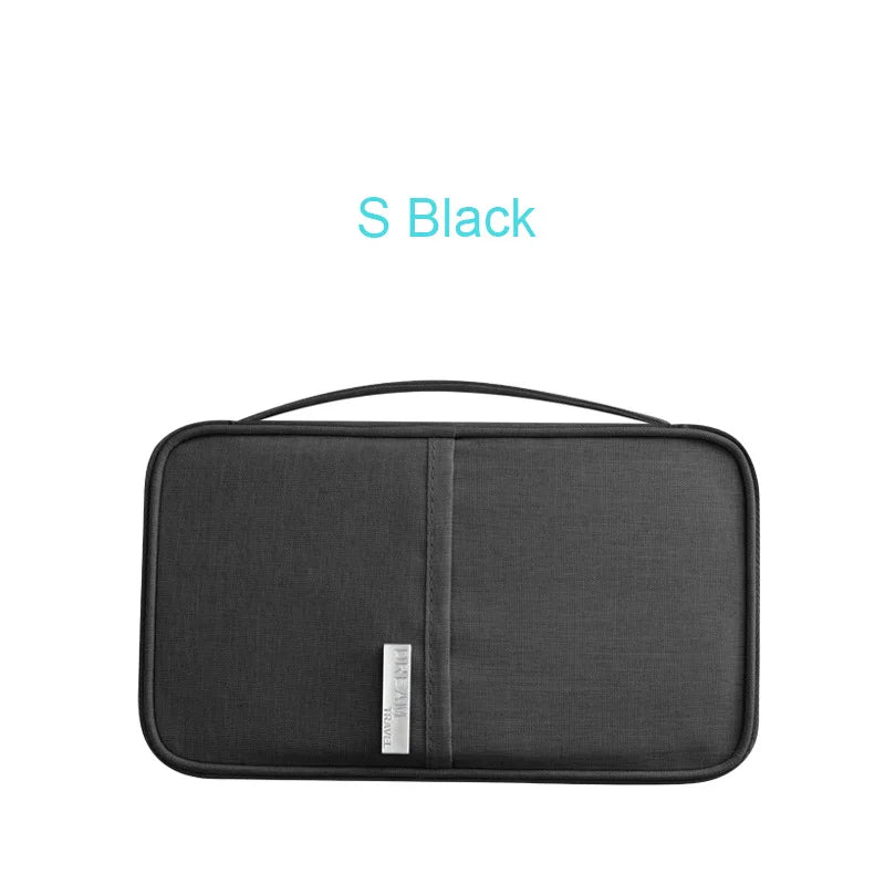 Family Passports Holder Creative Waterproof Document Case Organizer Travel accessories Document Bag Cardholder - Black S