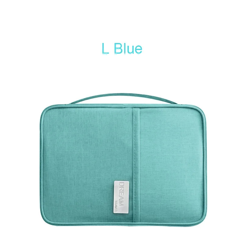 Family Passports Holder Creative Waterproof Document Case Organizer Travel accessories Document Bag Cardholder - Blue L