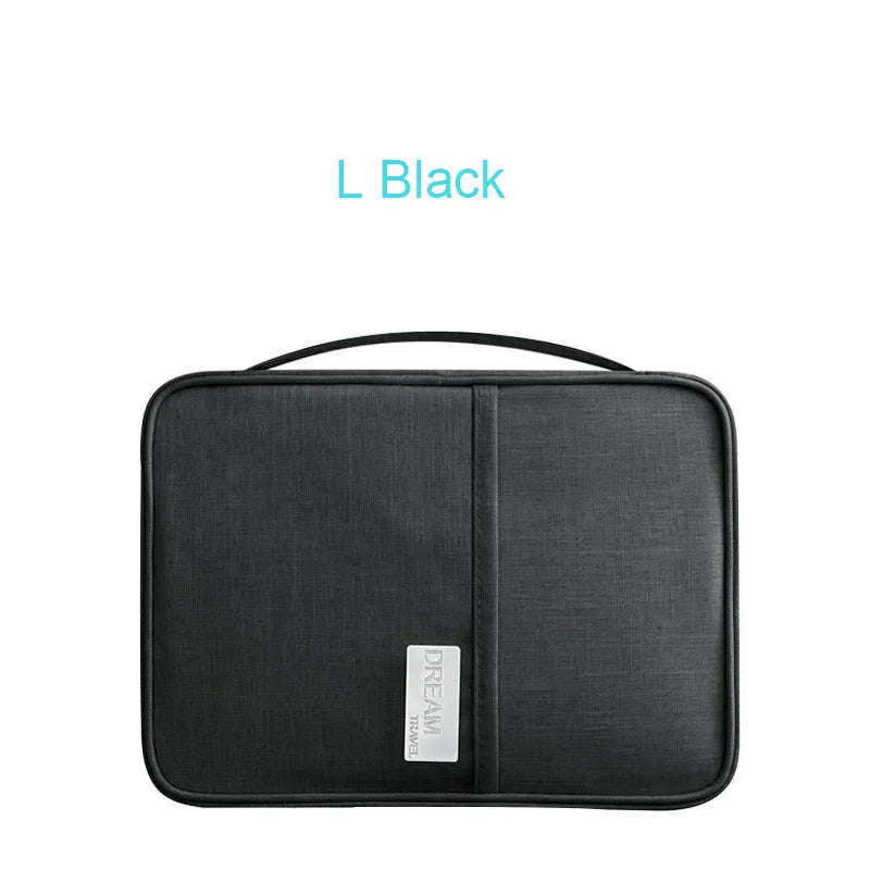 Family Passports Holder Creative Waterproof Document Case Organizer Travel accessories Document Bag Cardholder - Black L