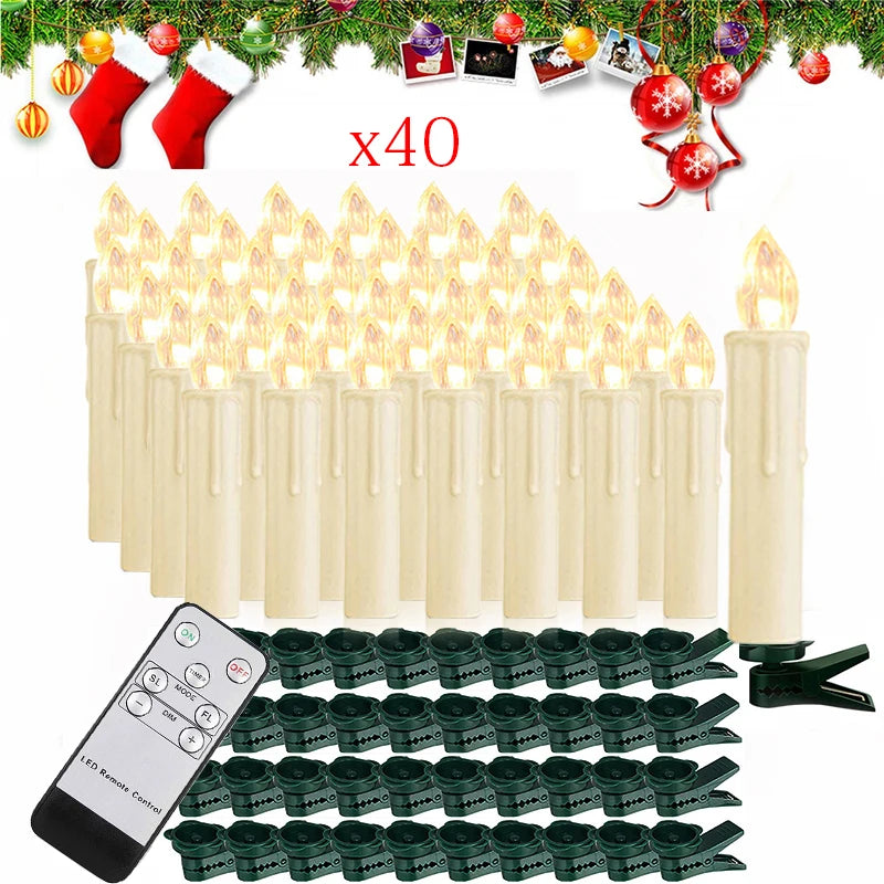 10/20/30/40PCS Candle Light Timer Remote Home Decor Artificial Flameless Led Candle Lamps Waterproof Christmas Candles