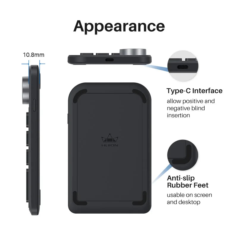 HUION Mini Wireless Keyboard Bluetooth 5.0 Connection Keydial for Graphic Tablets MacOS Windows PC Laptop - Desktop