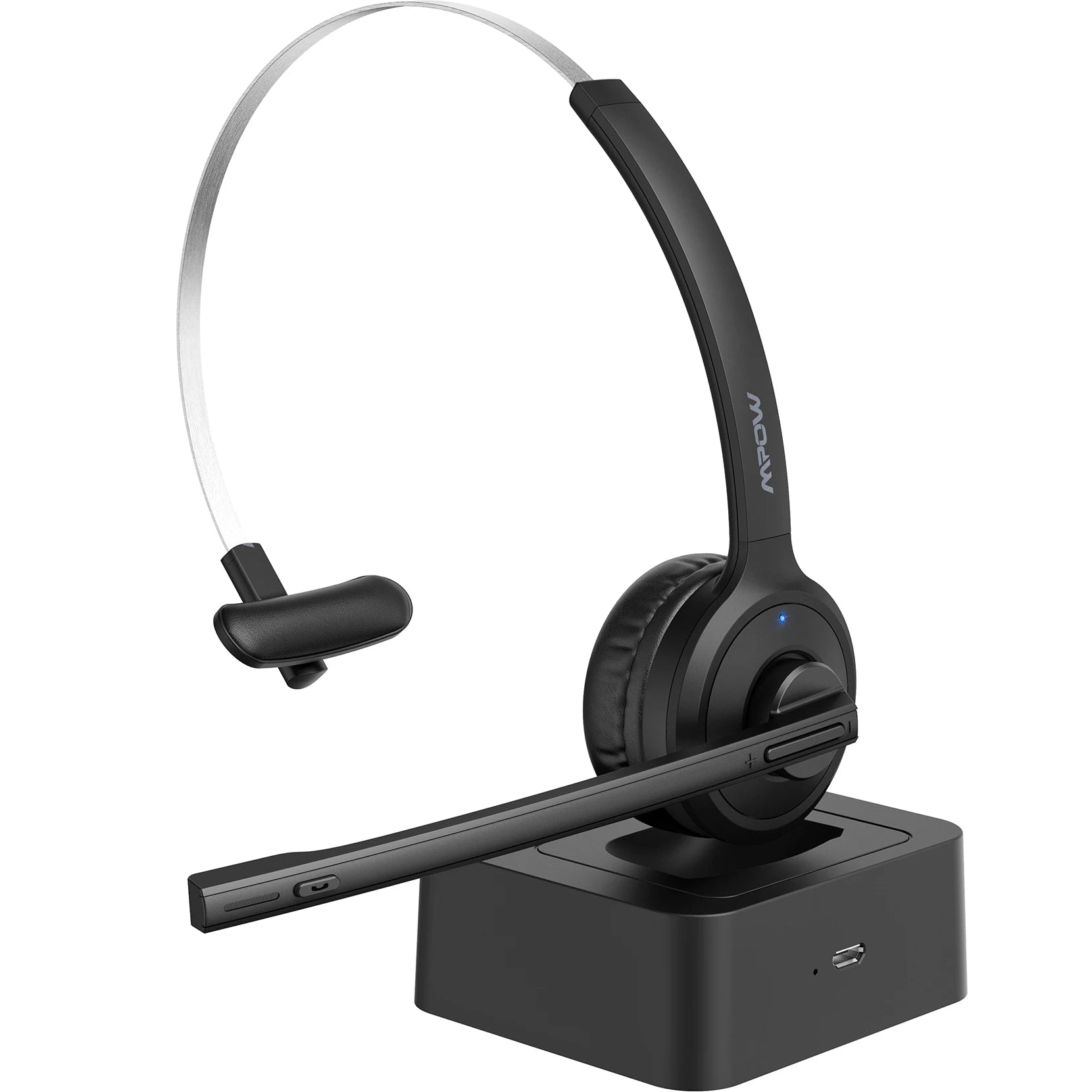 Mpow M5 Pro Bluetooth 5.0 Headphones with Mic Charging Base Wireless Headset for PC Laptop Call Center Office 18H