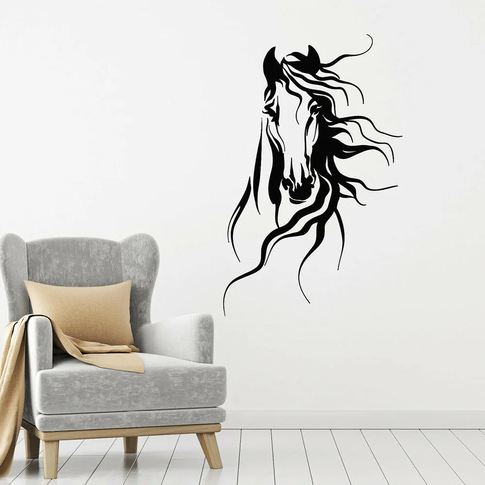 Horse Head Vinyl Wall Decal For Office Pet Animal Stallion Racehorse Wall Stickers Decor Living Room Classroom