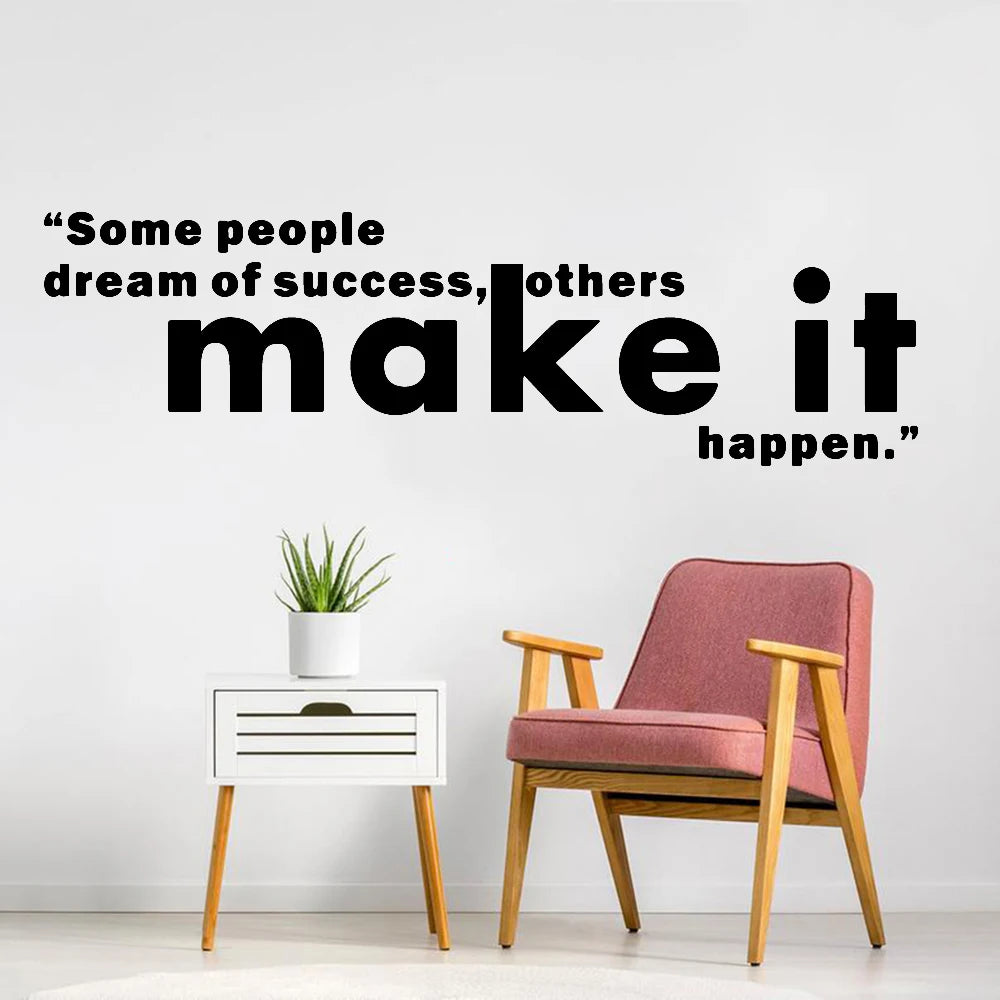 Inspirational Sentences Wall Stickers For Office Make It Happen Classroom Company Culture Decoration Vinyl Gym Wall