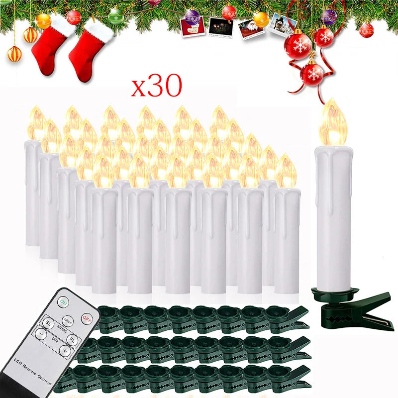 10/20/30/40PCS Candle Light Timer Remote Home Decor Artificial Flameless Led Candle Lamps Waterproof Christmas Candles