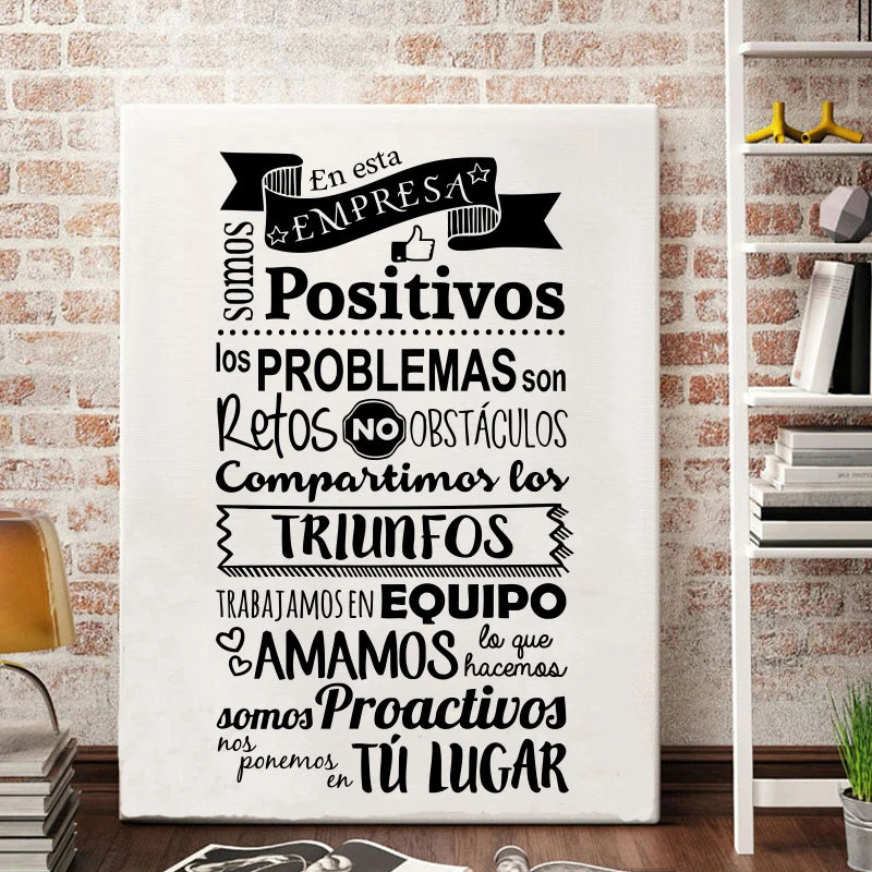Removable Vinyl Sticker with Spanish phrase Inspirational Poster for Office Decoration Living Room Mural