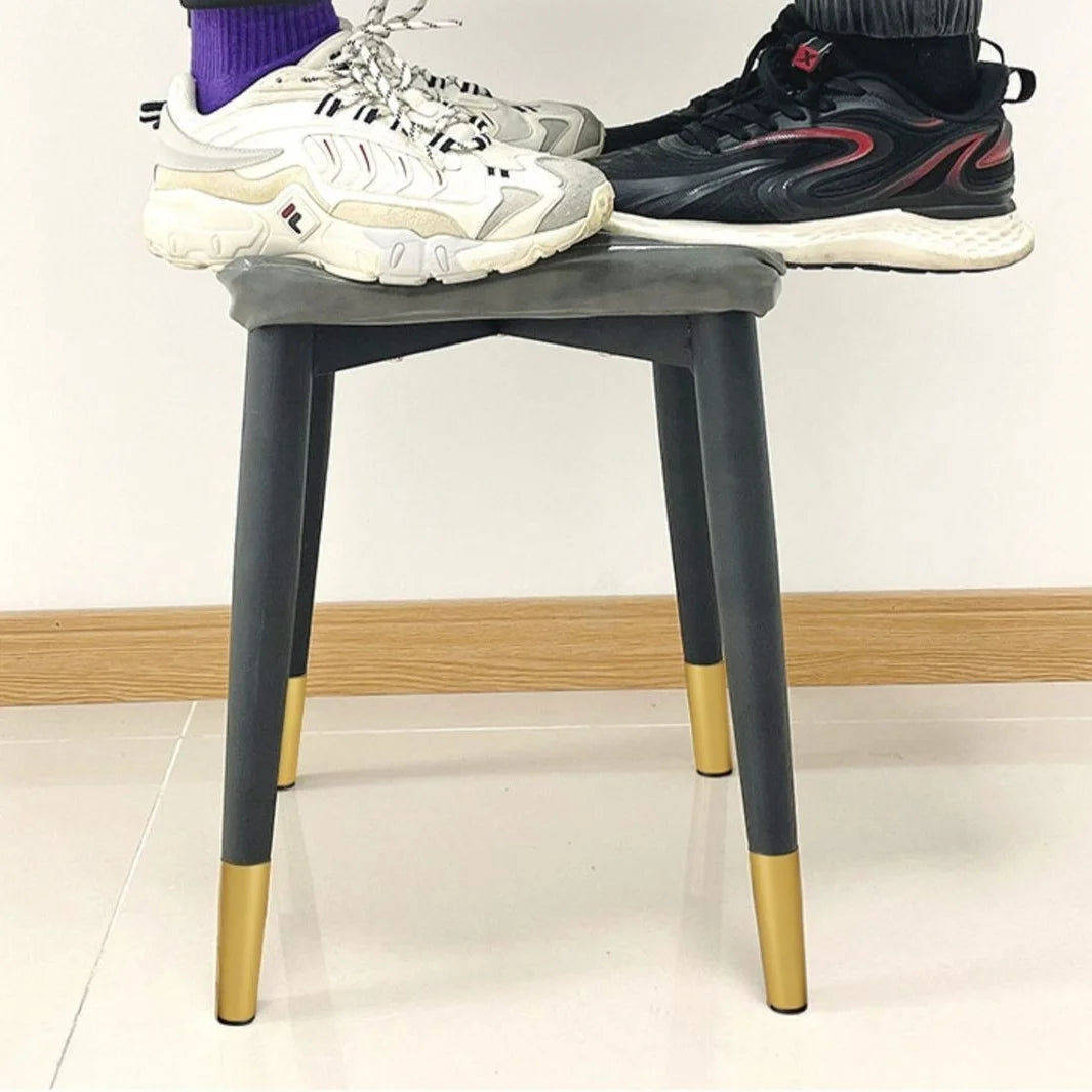 Modern Cushioned Stool for Dining Room Living Room Bedroom and Office | with Golden Foot Cover Criss-cross Construction