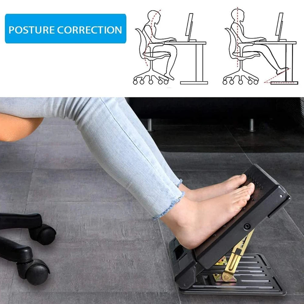 Adjustable Footrest With Removable Soft Foot Rest Pad Max-Load 120Lbs With Massaging Beads For Car Home 4-Level Height