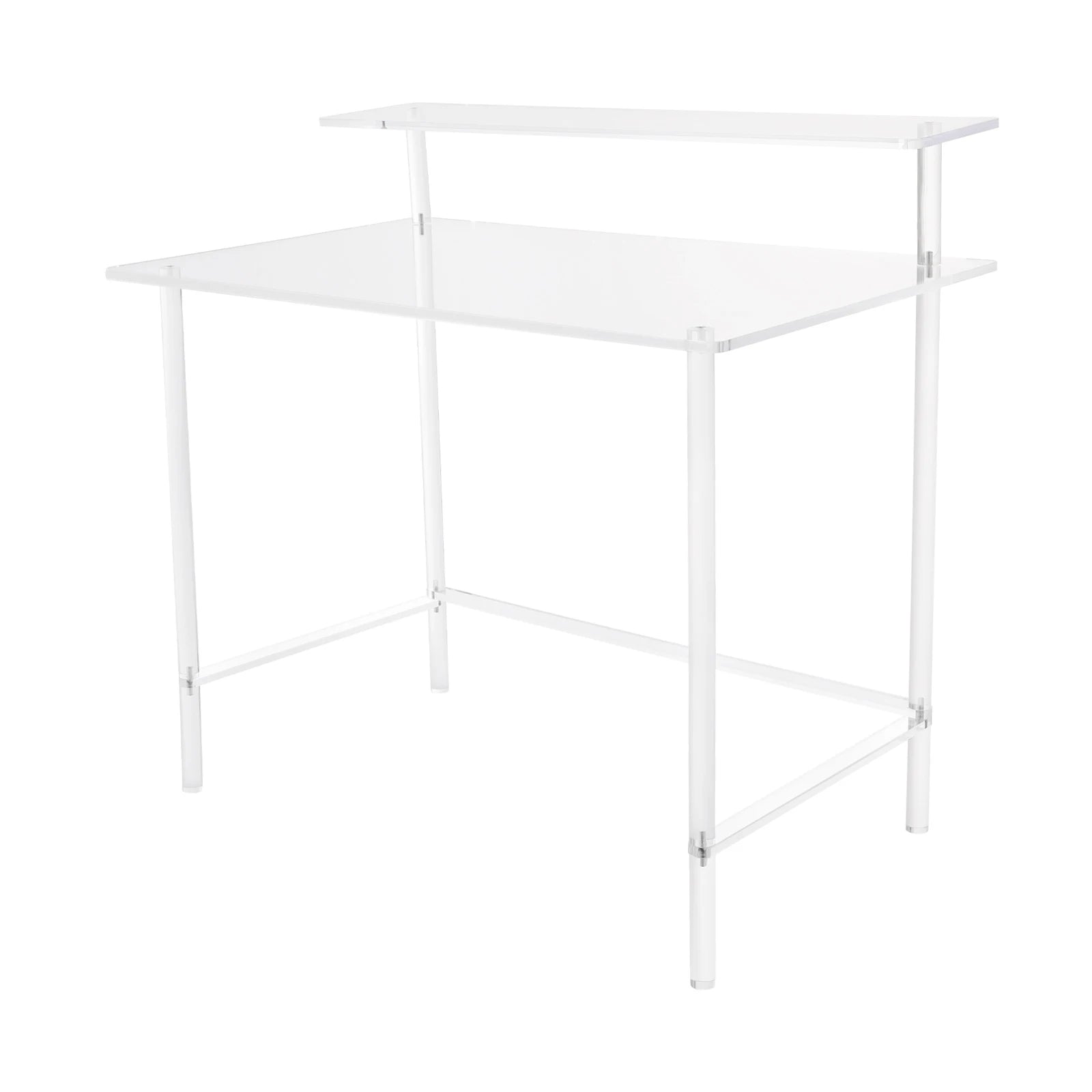 Home Office Desk 2-tier Acrylic Desk Modern Clear Desk Study Writing Table Computer Desk for Office Living Room Bedroom