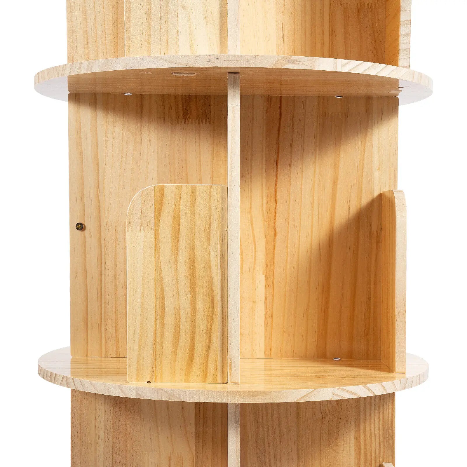 6-Tier 360° Rotating Bookshelf Pine Wood Storage Organizer for Kids Books Toys Home Decor