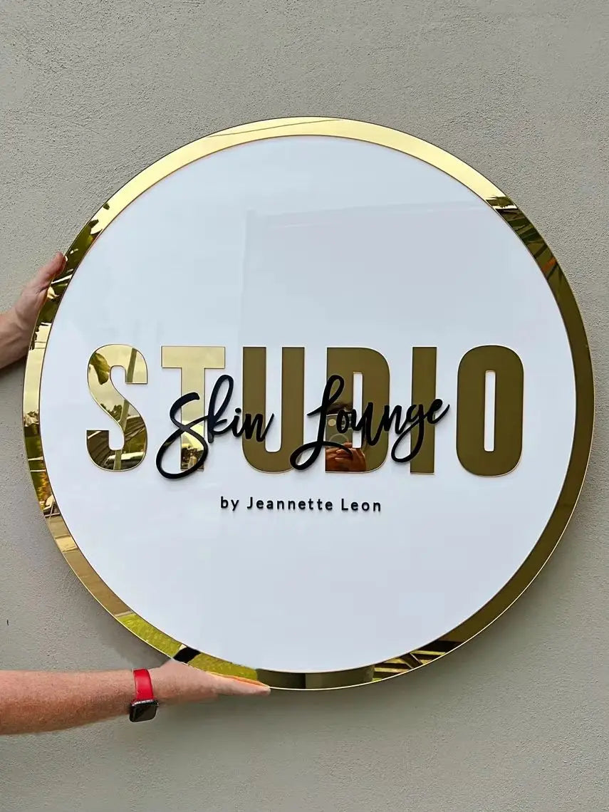 Custom Business Logo Sign Round Acrylic Signs Personalized 3D Wall Art Sign for Office Salon Wedding Small Business