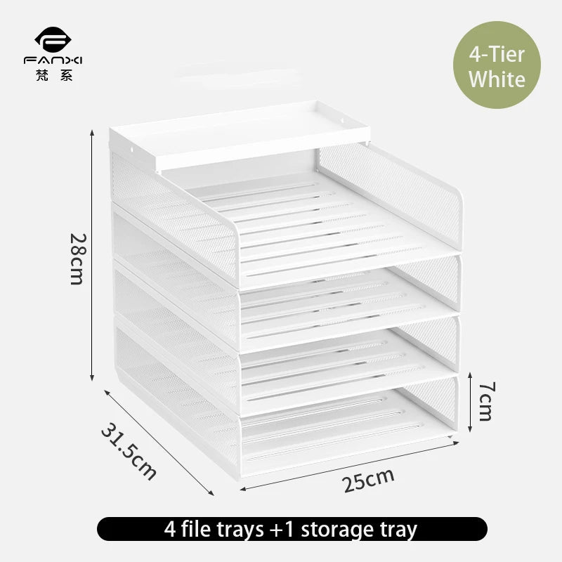Desktop metal file tray Thickened metal tray Desktop file rack Metal file frame Office storage rack Paper storage