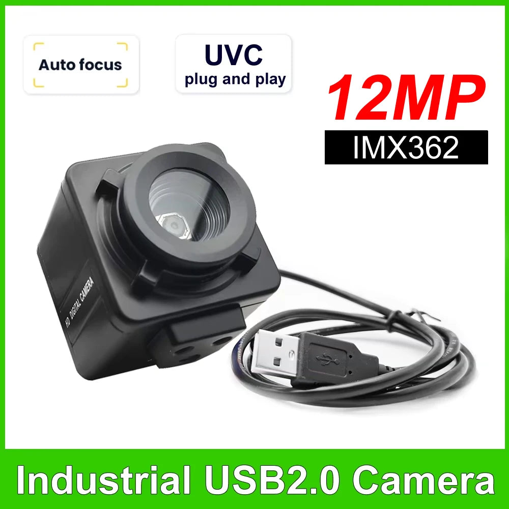 Industrial USB Webcam 12MP IMX362 / 4K IMX179 Autofocus Mini Metal Usb Camera No Distortion Lens For Live Video