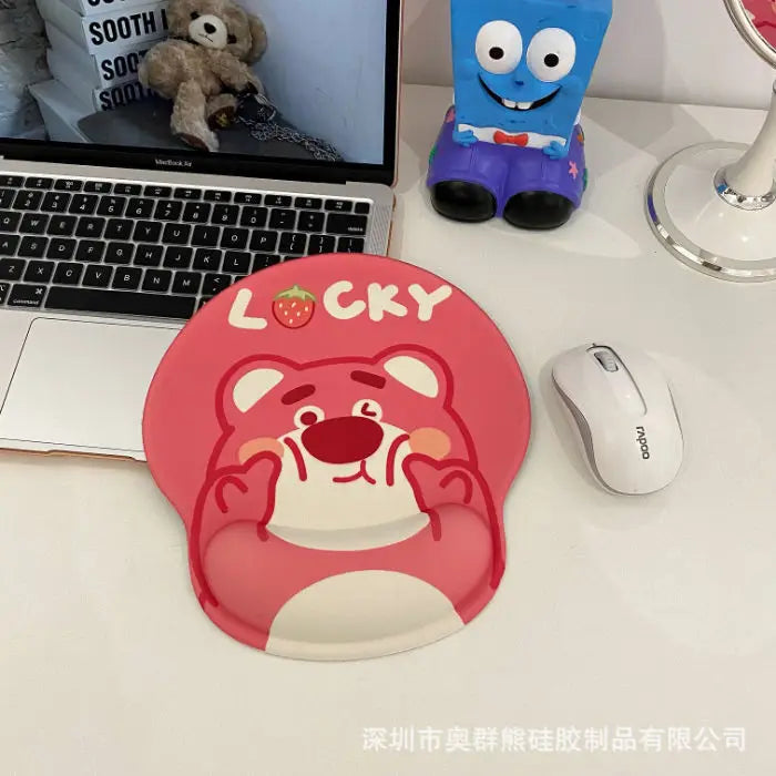 Cartoon Bear Couple Silicone Mouse Pad Thickened Wrist Protection Soft Hand Rest Anti-factory Store Office Mouse Mat