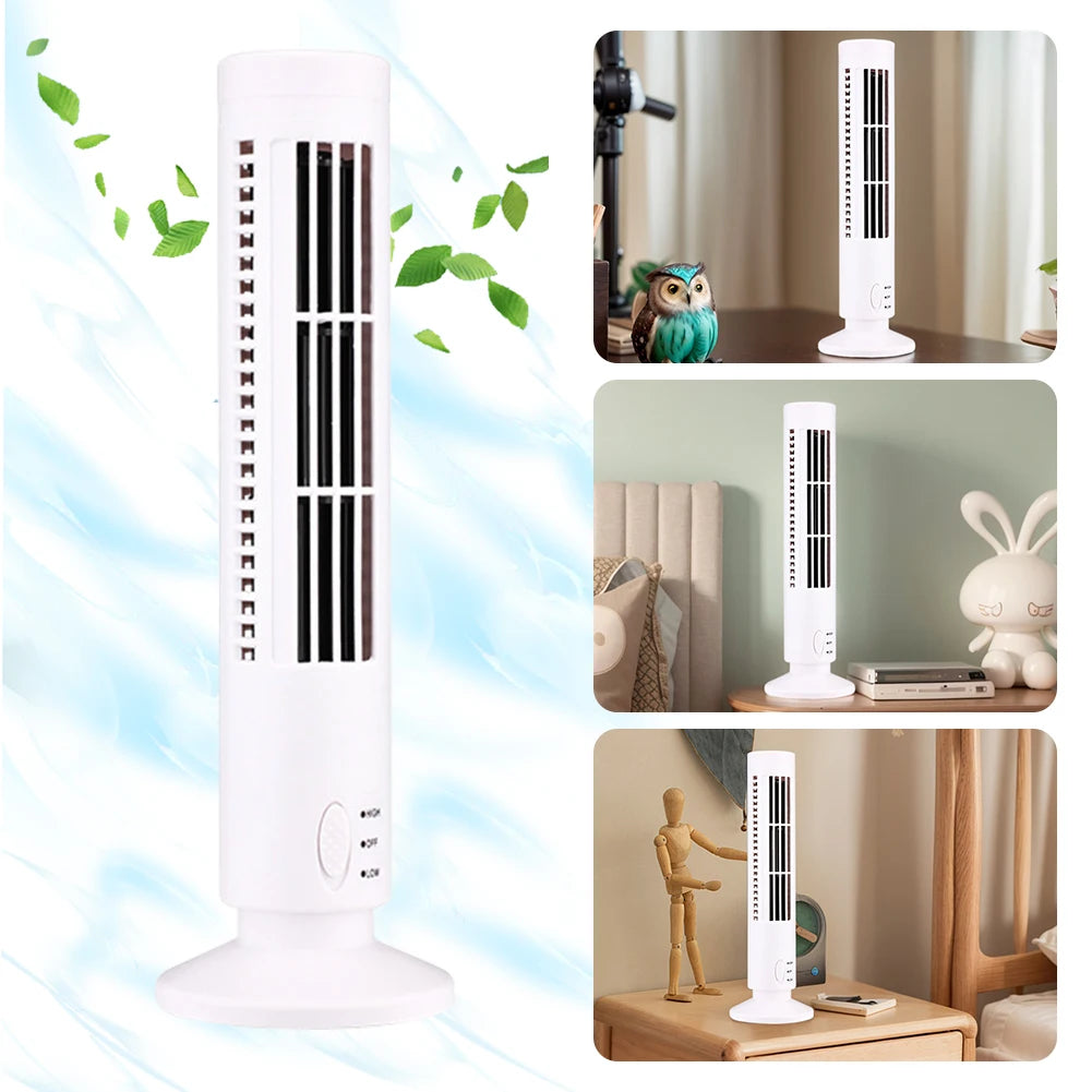 LED Tower Fan Bladeless Tower Fan 90 Degree Oscillating Quiet Portable USB Electric Desk Fan with Light for Home