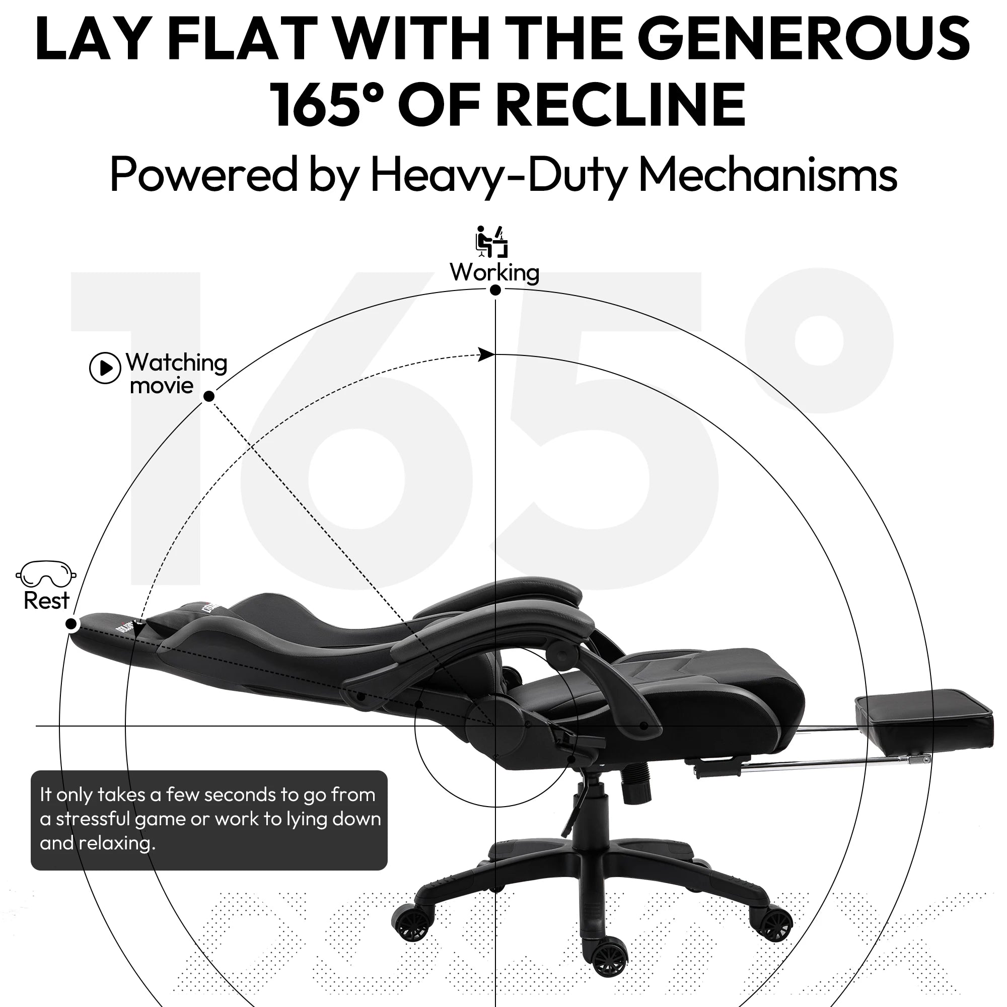 Dowinx Gaming Chair Ergonomic Office Recliner for Computer with Massage Lumbar Support PU Leather E-Sports Gamer Chairs