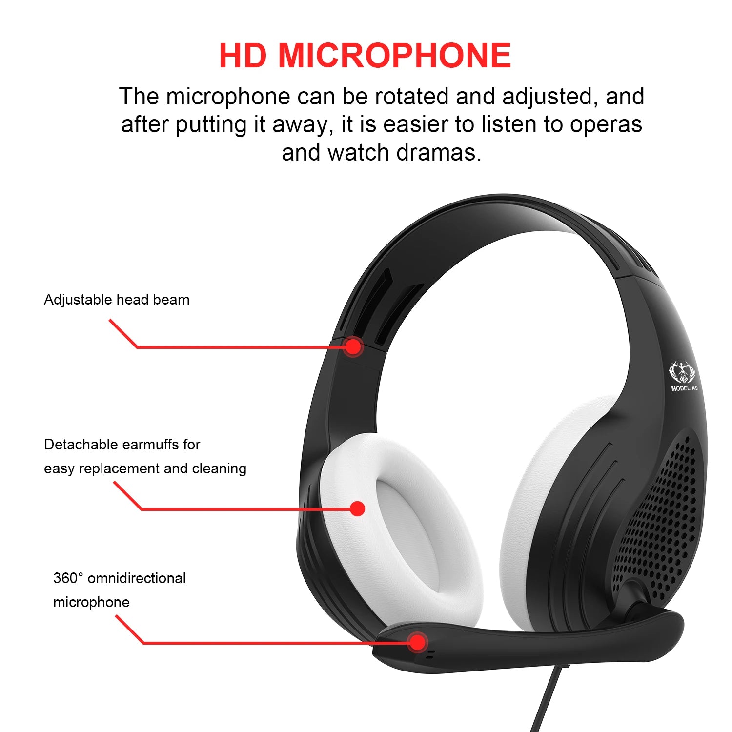3.5mm Wired Over-Ear Headphones with Mic Noise Cancelling Stereo Bass Soft Earmuffs for Gaming