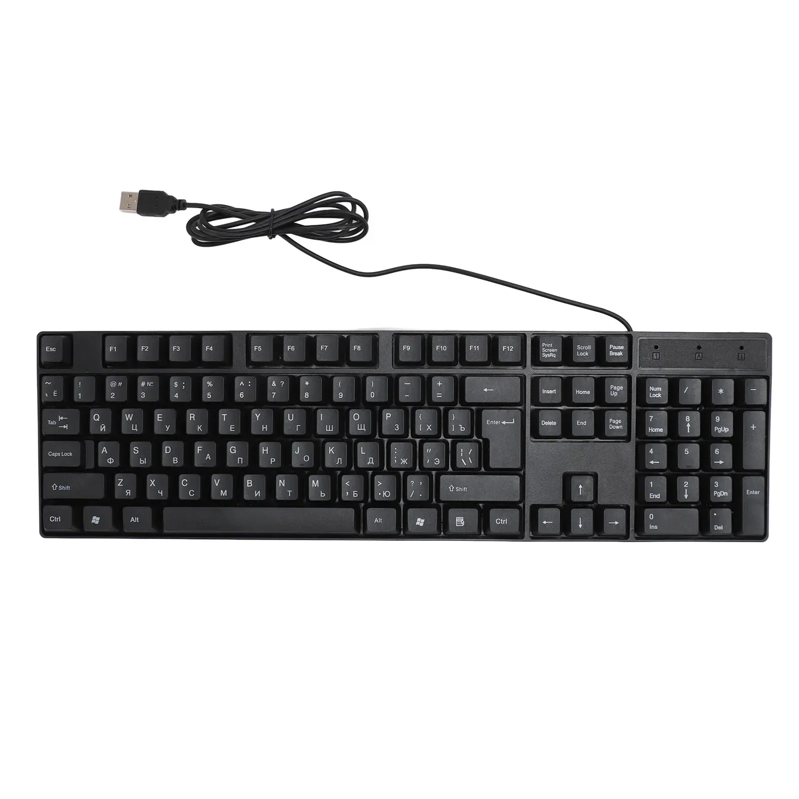 104 Keys USB Wired Keyboard English/Russian/Spanish/French Language Ergonomic Design Gaming Keyboard for Office Laptops