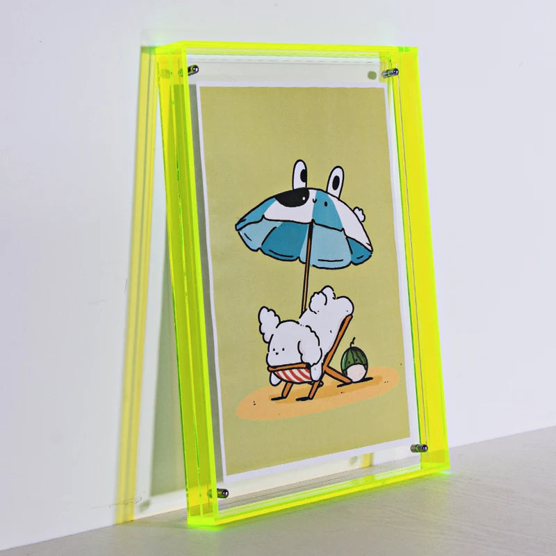 Translucent Acrylic Picture Frame Neon Floating Acrylic Wall Tabletop Frame Decoration Photo Frame for Gallery Home