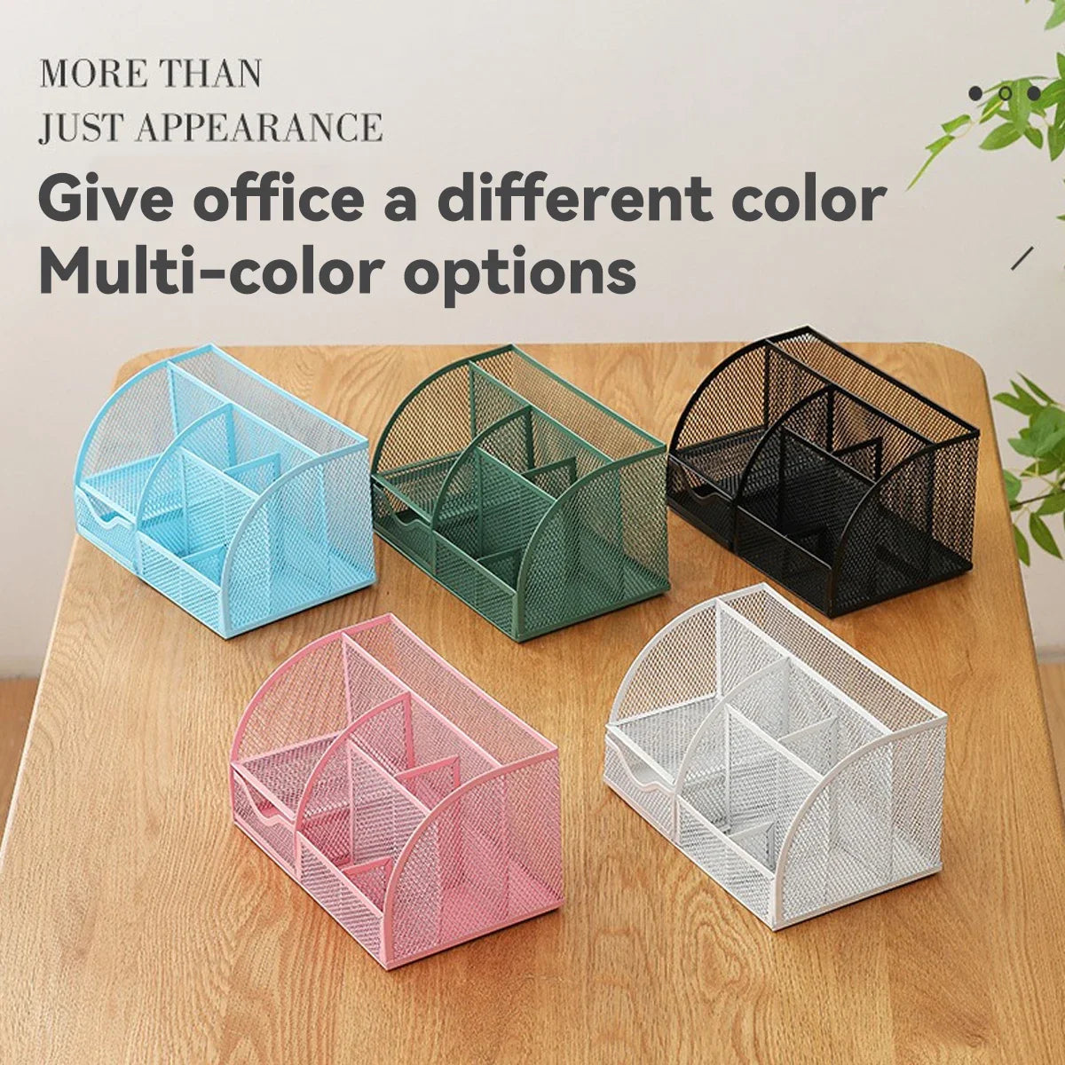 Seven-grid Multi-functional Combination Pen Holder Metal Hollowing Process Korean Stationery Desktop Storage